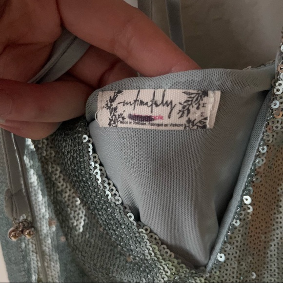 NEW Free People Double Take Sequin Dress Light Blue M - Picture 7 of 12